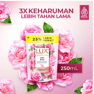 

LUX BOTANICAL BODYWASH SABUN CAIR SOFT ROSE REFILL 250ML