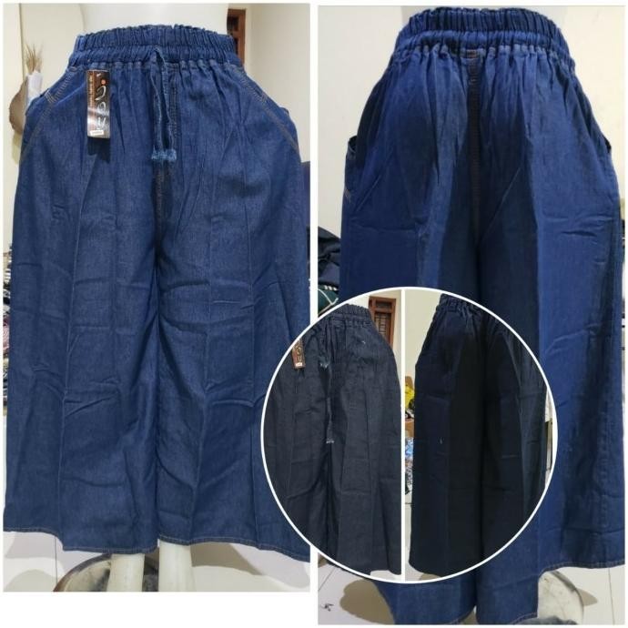 Celana Jeans Kulot Panjang Wanita Jumbo "HITAM" XXXL