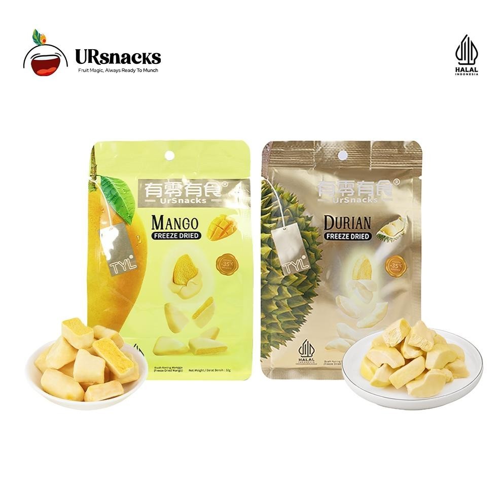 

URSNACKS BUNDLE OF 2 - FREEZE DRIED KERIPIK DURIAN 32gr + MANGO 32gr