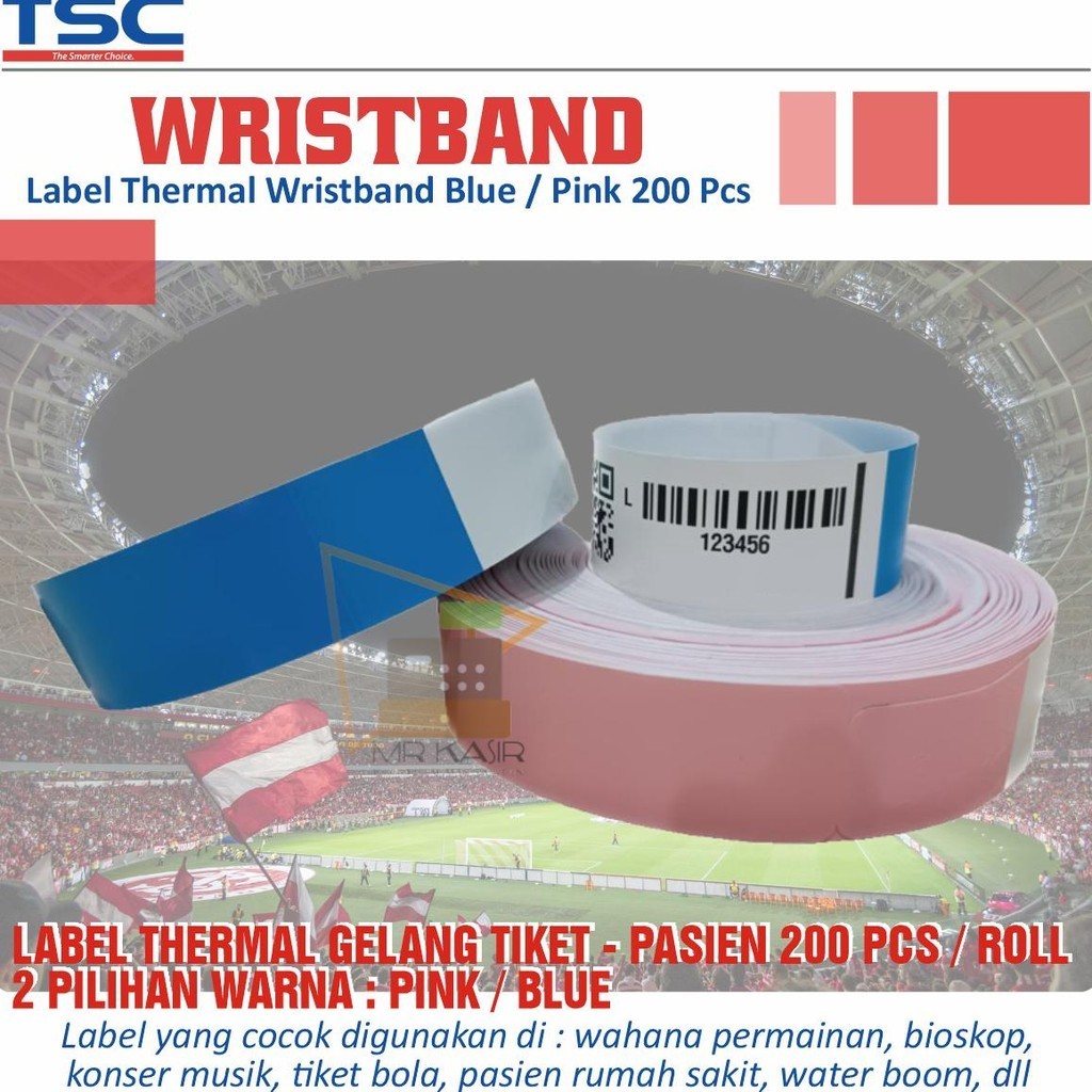 

TSC Label Thermal Gelang Ticket - Pasien Wristbank Wahana Permainan