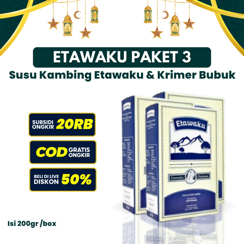 

ETAWAKU PLATINUM 3 Box Original Susu Kambing Etawaku Dan Krimer Bubuk Isi 200gram Promosi