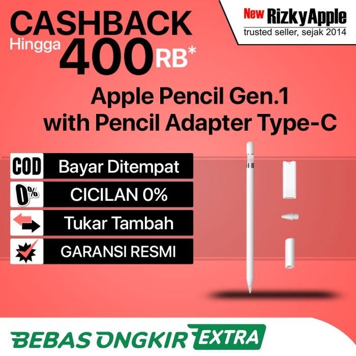 Apple Pencil Gen.1 with Pencil Adapter Type-C Bundle For iPad Gen 10