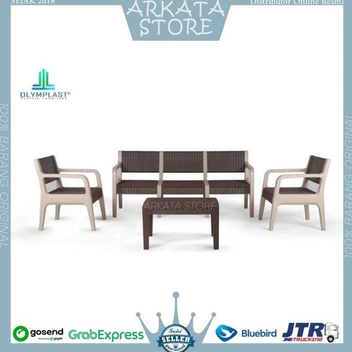 1 Set Olymplast Osc-R Seater Kursi Sofa Santai Rattan Chair Plastik Sakura_Jou