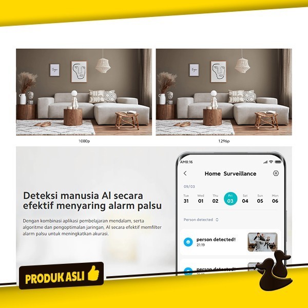 Xiaomi Mi Smart Camera Cctv Mi Home Apps Kamera Cctv 2K Hd Original