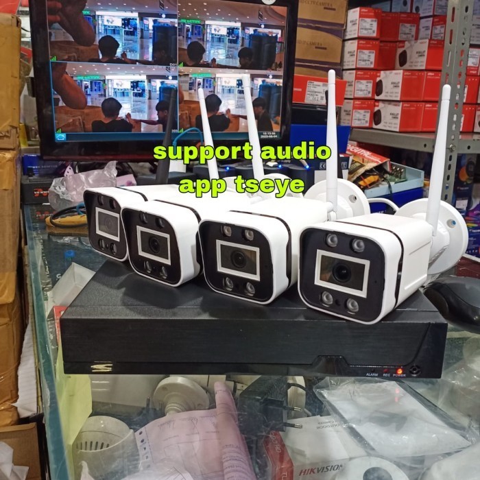 Paket Cctv Nvr Kit 4 Kamera (Kamera Cctv Full Wireless) Ip Camera
