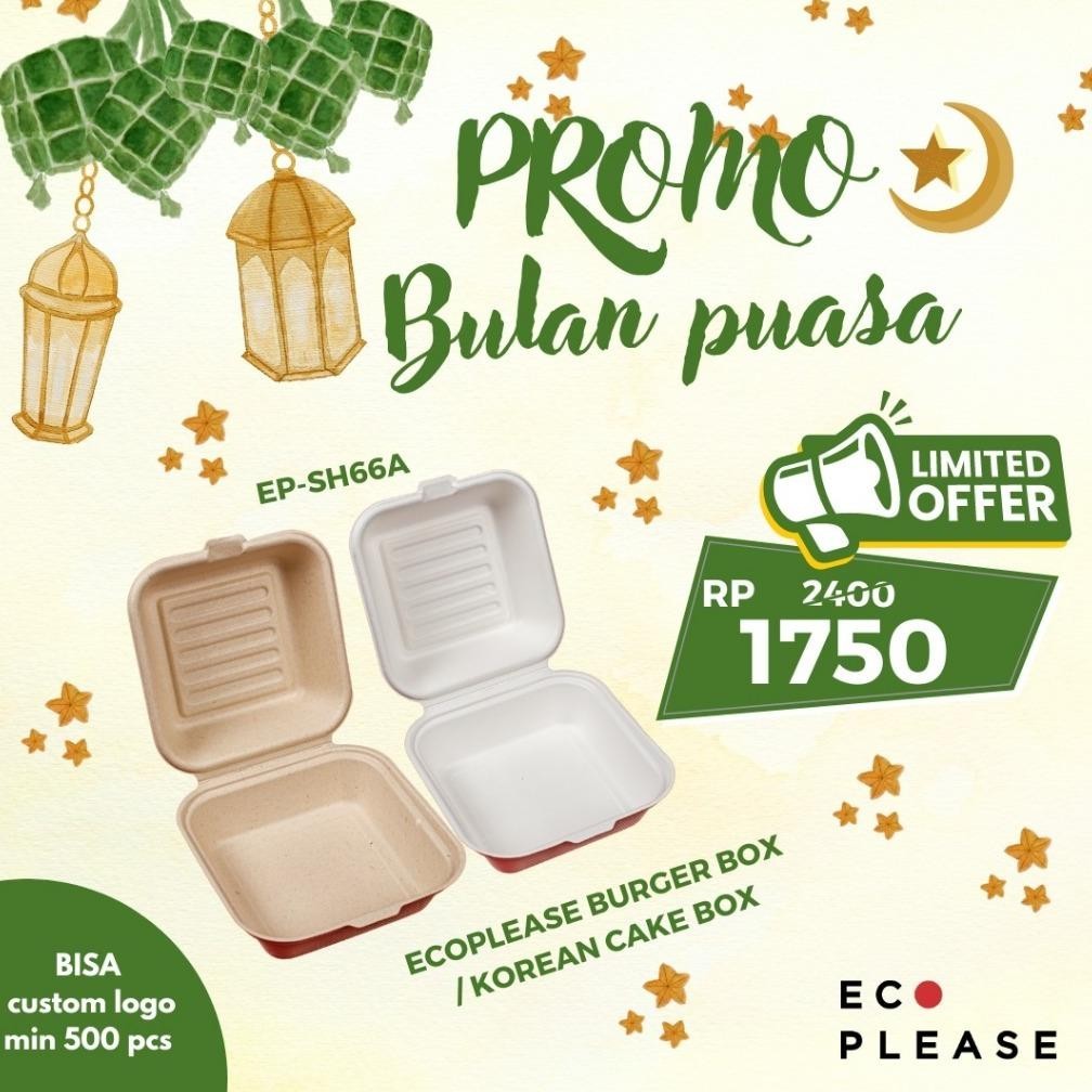 Bagasse Box Bento Cake Burger Box Korean Lunch Box 50 pcs
