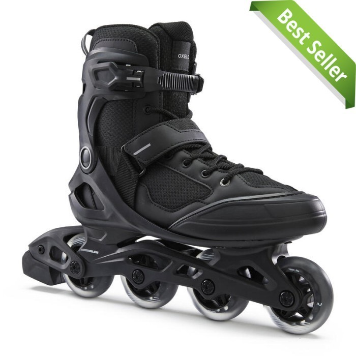 SEPATU RODA FITNESS FIT100 OXELO - HITAM/ABU-ABU ORIGINAL BEST QUALITY