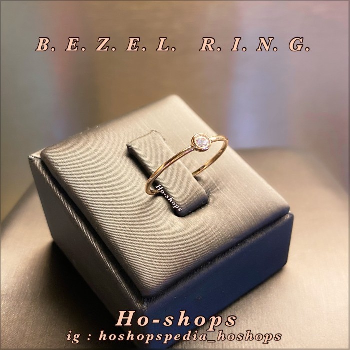 Cincin Soliter Bird Eye Bezel Ring Rosegold Kadar 750 Asli Emas