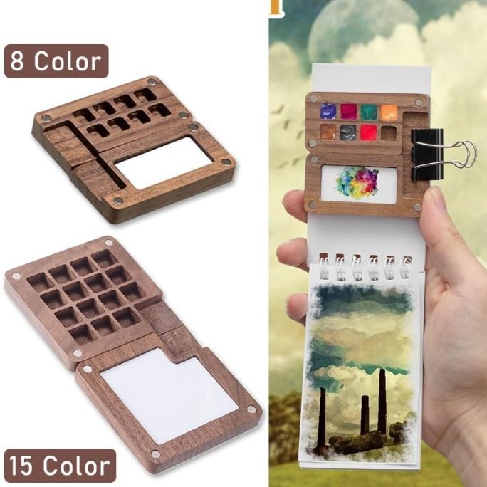 

8/15 Holes Magnetic Wooden Color Palette Palet Lukis Disk Artist