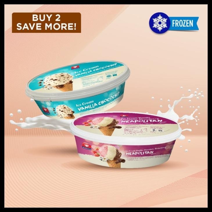 

Diamond Icecream 700 Ml (Vanilla Chocolate Chip + Neapolitan) Originalll 100%