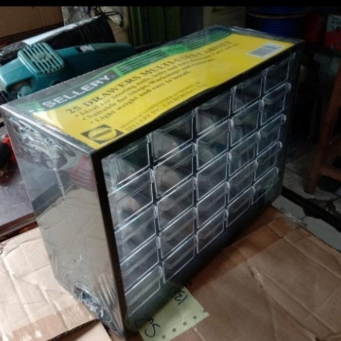 Sellery Rak Penyimpanan Komponen Baut 25 Slot Bahan Mika