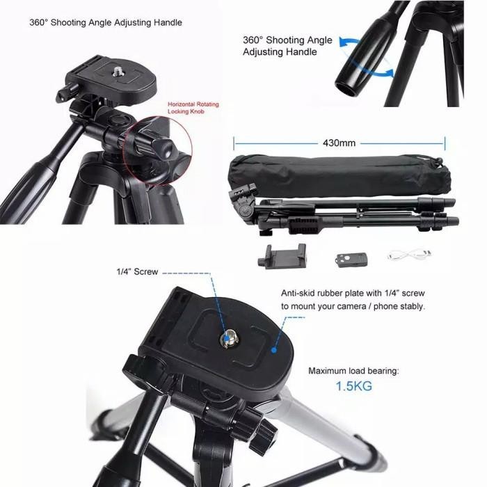 Costa Ct-6218 Tripod Kamera Remote Bluetooth Wireless + Holder Hp
