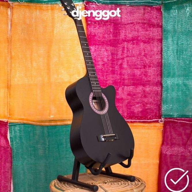 [Paket Lengkap] Gitar Akustik Hitam Mandalika S-01 Murah Fullset Davianonline