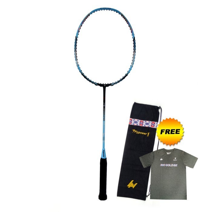 Flypower Rio 2 Raket Badminton - Sky Blue Free Tas + Kaos