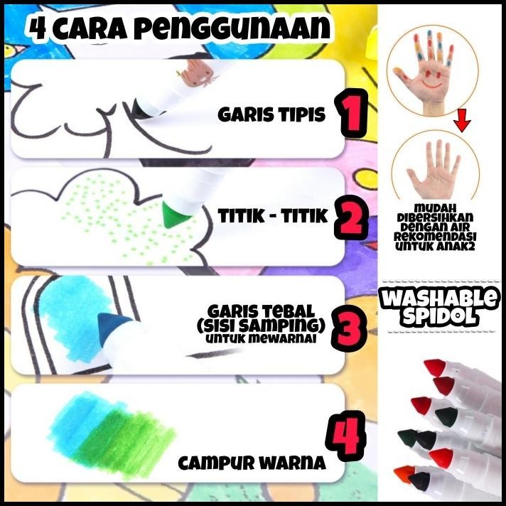 

GRATIS ONGKIR WASHABLE COLOR PEN MARKER SPIDOL WARNA ANAK BISA DICUCI HAPUS NONTOXIC !!