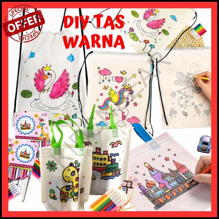 

TERMURAH DIY TAS WARNA /MEWARNAI TAS KAIN /PRAKARYA ANAK / SOUVENIR ULANG TAHUN !!!!!!