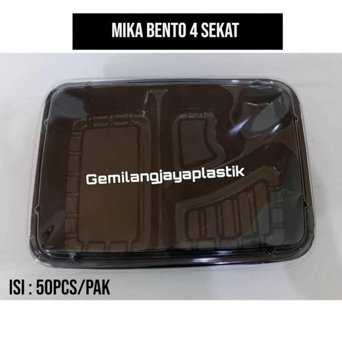Promo / Tray Bento/Mika Bento/Box Bento/ Bento Sekat 4 + Tutup Bening Utharieena