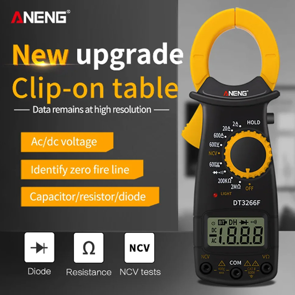 Tang Ampere Aneng DT3266F Digital Clamp Multimeter Voltage Tester Clamp Meter Auto Shutdown