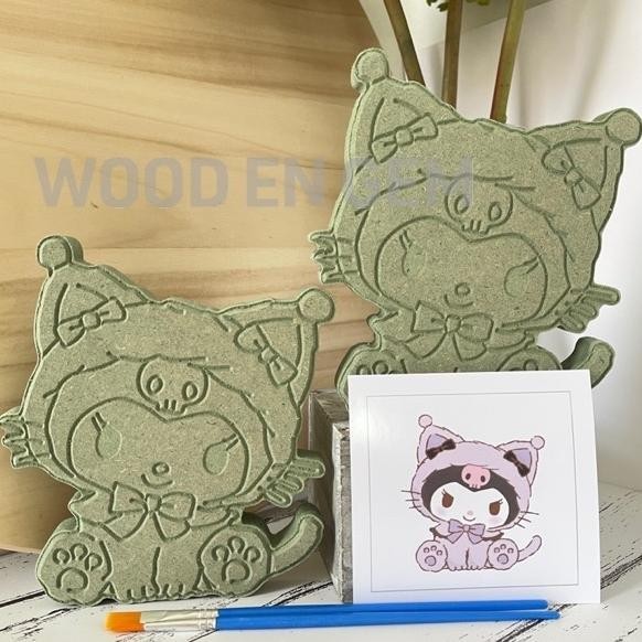 

we-12 DIY Wood Character Painting Mewarnai Melukis Kayu Karakter Kuromi Cat | Woodengem | 15 cm Termurah