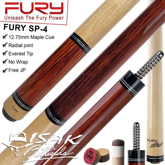 FURY SP-4 POOL CUE - MAPLE RADIAL JOINT EVEREST TIP - BILLIARD STICK