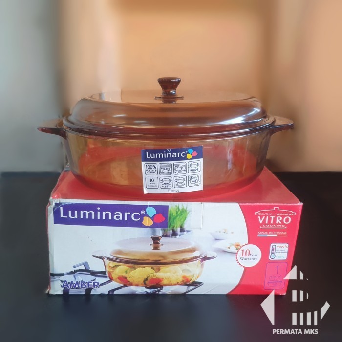 Panci Kaca Tutup Vitro Amber 2L Luminarc