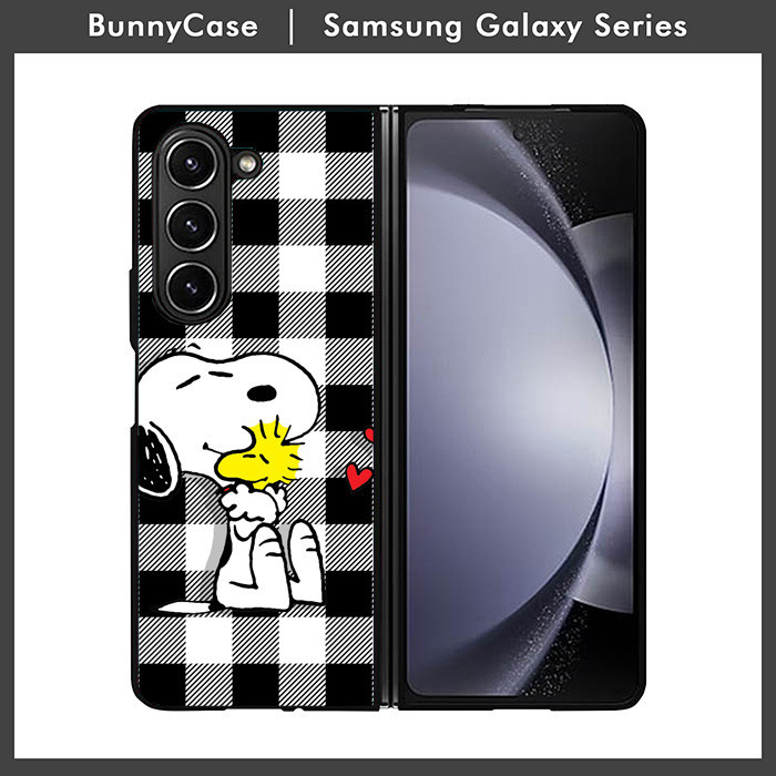 Casing Case Samsung Galaxy Z Fold 5 Z Fold 3 Z Fold 4 Z Flip 3 Z Flip 4 Z Flip 5 5G Snoopy Bird Ging
