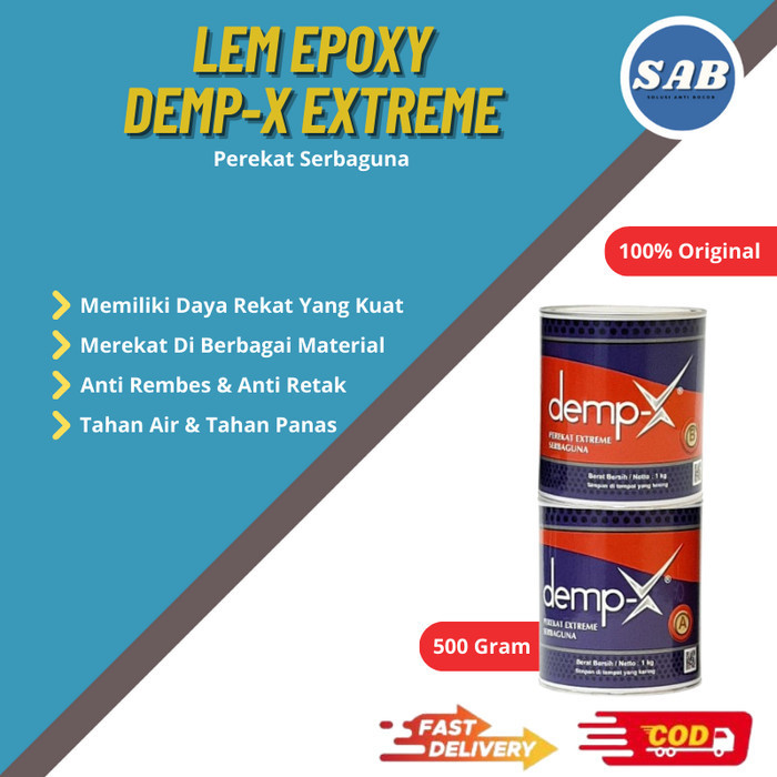 Lem Epoxy Anti Bocor DEMP-X 500g Merekat Dalam Air Kolam Ikan - Renang