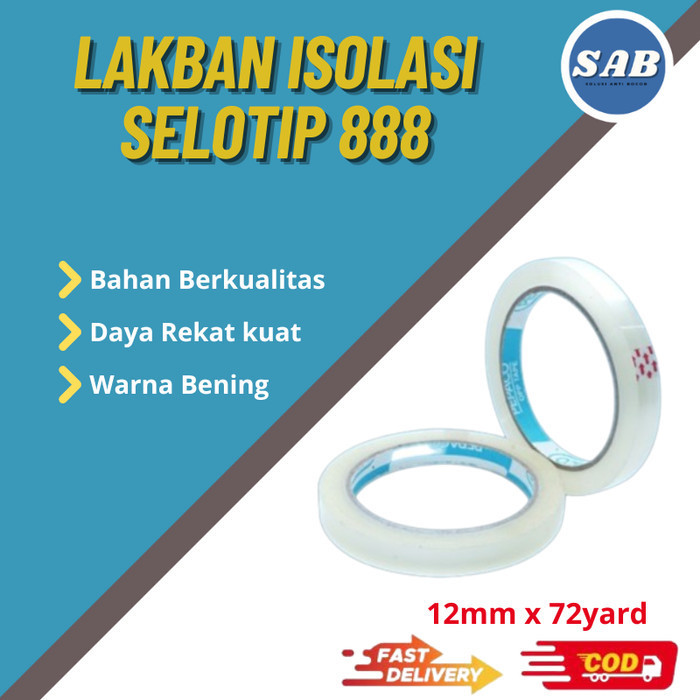 

Isolasi Selotip 888 Tape Ukuran 12mm Rekat Kuat Berkualitas Murah