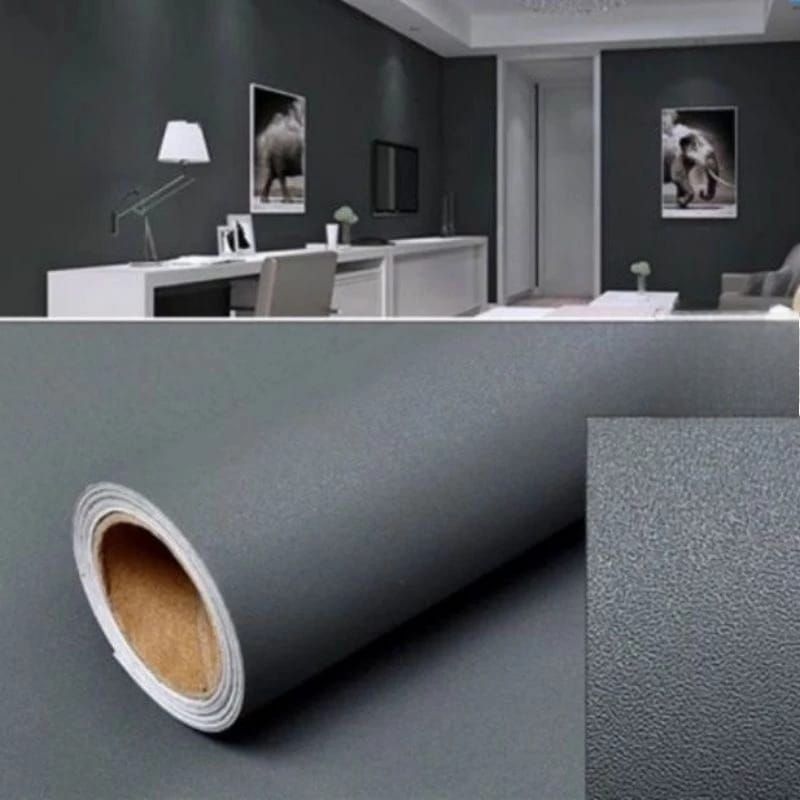 Wallpaper dinding kamar tidur Motif Abu Tuan Polos stiker Tembok