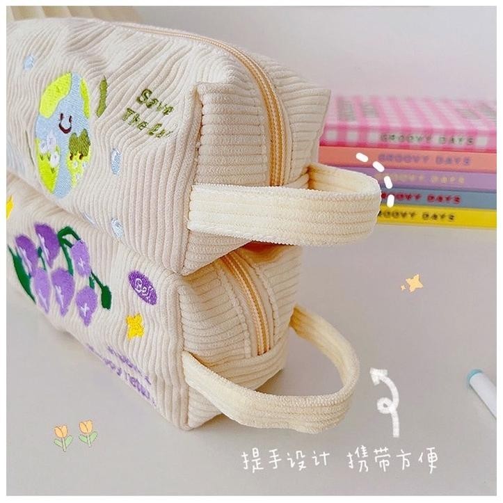 

Flash Sale Kensho Pouch Aesthetic Kain Corduroy Handle Lucu Import / Kotak Pensil Kain / Tempat Makeup / Cute Sm634