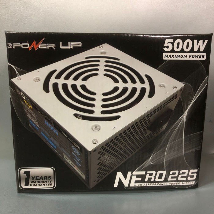 Power Supply 3 PowerUp 500Watt Nero 225 PSU ATX Power Up 500 Watts