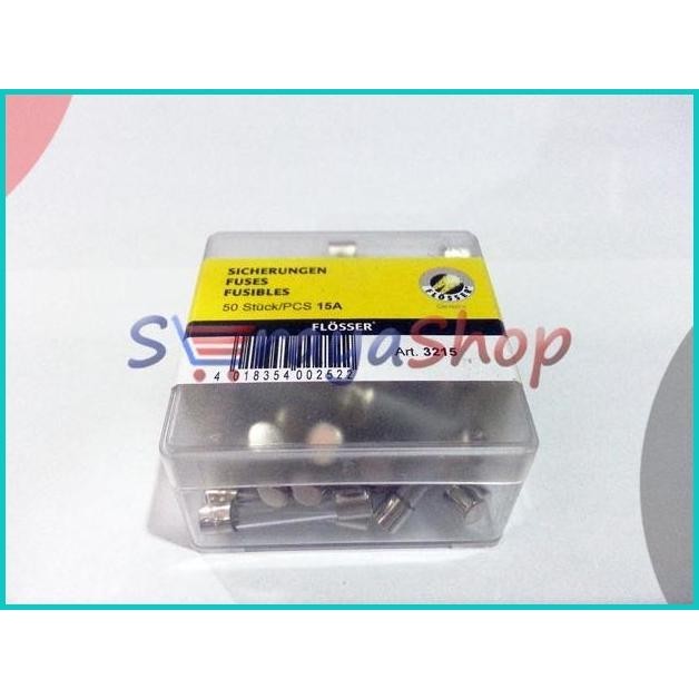 Sekring / Fuse Glass (Tabung) 15A Flosser 13m4yZ4 perkakas