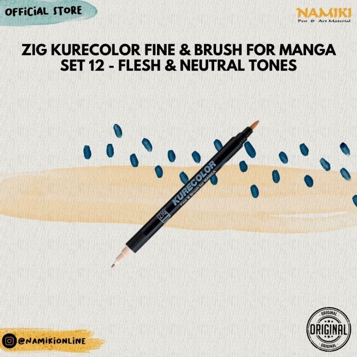 

Zig Kurecolor Fine & Brush for Manga set 12 - Flesh & Neutral Tones
