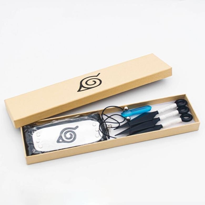 QV21 5pcs/Set Mainan Naruto Set / Mainan Senjata Naruto / Set Cincin Akatsuki / Ikat Kepala Naruto K