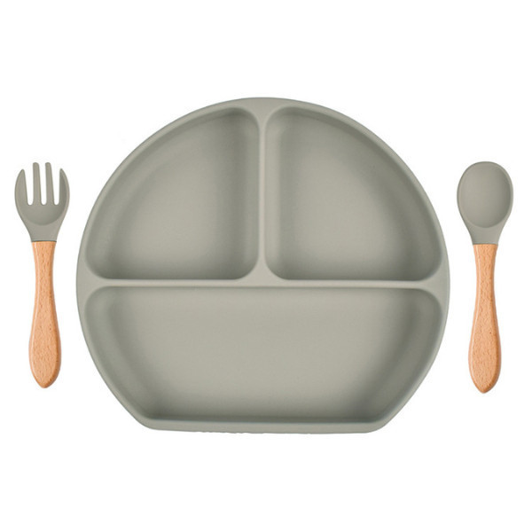 Piring Hisap + Sendok + Garpu Set Alat Mkn Silikon Tahan Air