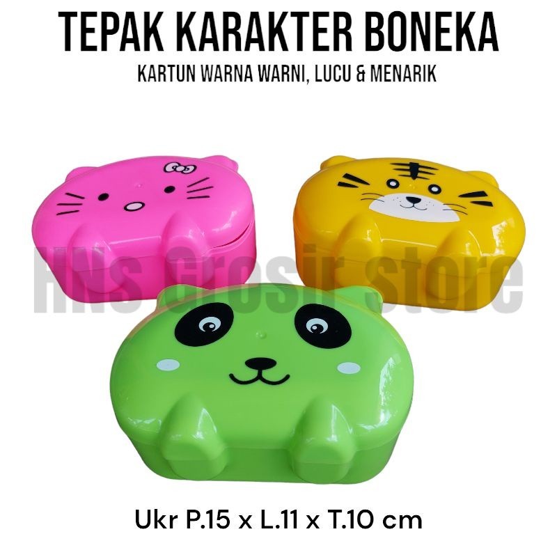 Grosir termurah Tepak makan karakter boneka plastik tebal tidak ada sekat