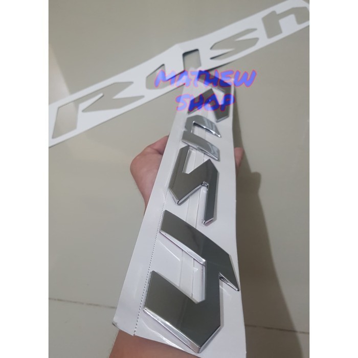 Emblem Kap Mesin Rush Chrome / Logo Kap Mesin Rush / Emblem Rush