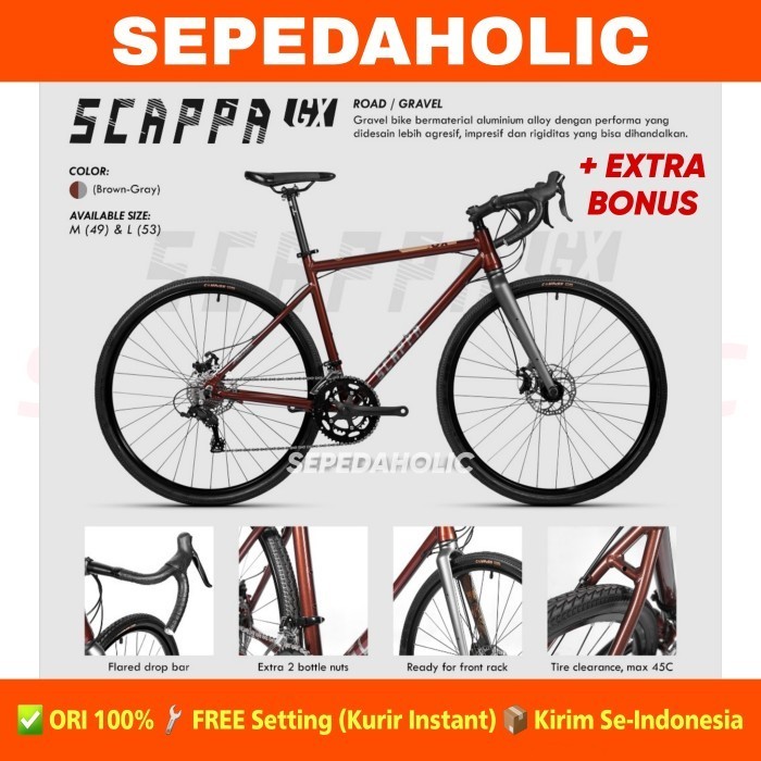 Sepeda Roadbike Gravel GENIO SCAPPA GX Alloy 2022 Balap 18 Speed