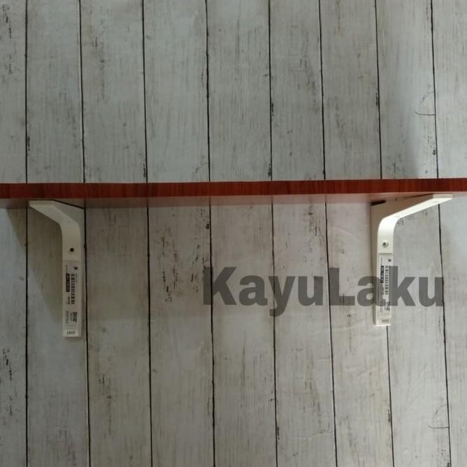 Ambalan Dinding 60X30 - Putih Coklat Serat Kayu Evander.Online