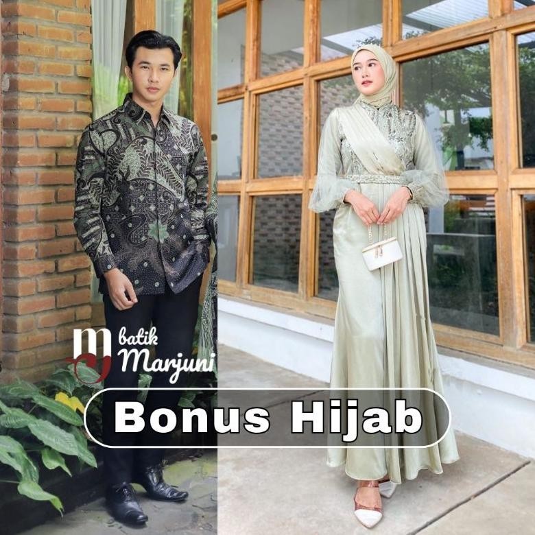 SALE (ADA JUMBO) Amara Dress Couple Kemeja Batik gamis busui Brokat kombinasi gamis muslim wanita gamis premium NI06