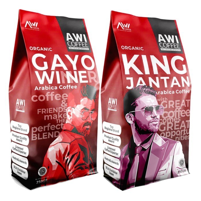 

Awi Coffee Kopi King Jantan Peaberry 250Gr + Kopi Gayo Wine 250 Gr