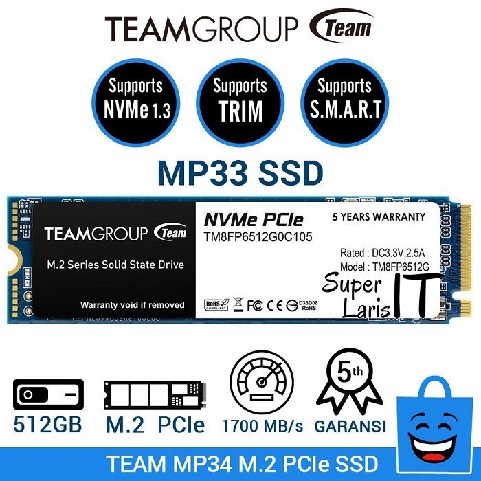Team Group Mp34 Ssd 512Gb M2 2280 Pcie 3.0 X4 With Nvme 1.3
