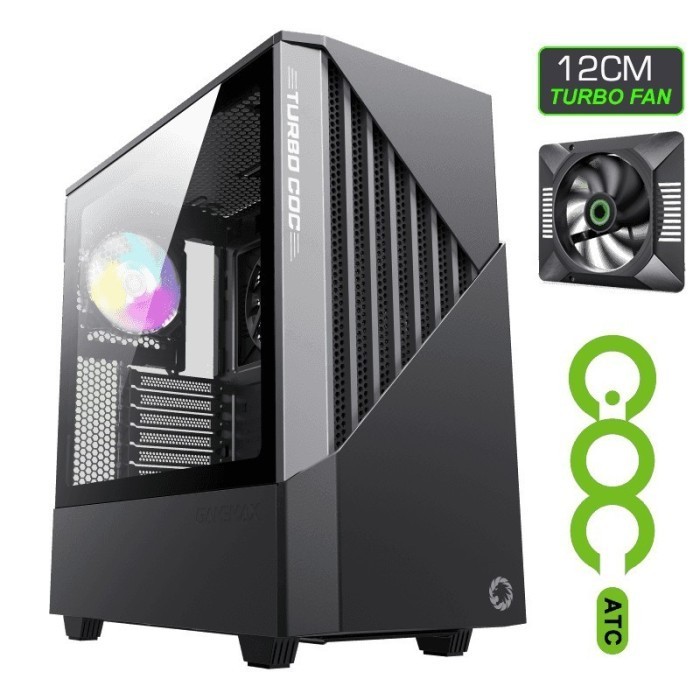 Pc Case Gamemax Contac Coc Black Grey E-Atx Tempered Glass