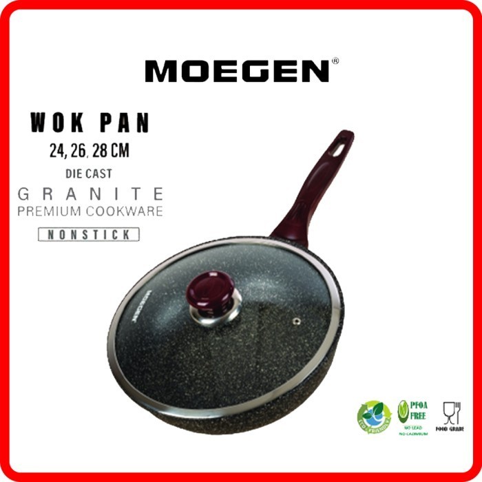 Moegen Germany Wok Pan 24, 26, 28Cm Granite Series