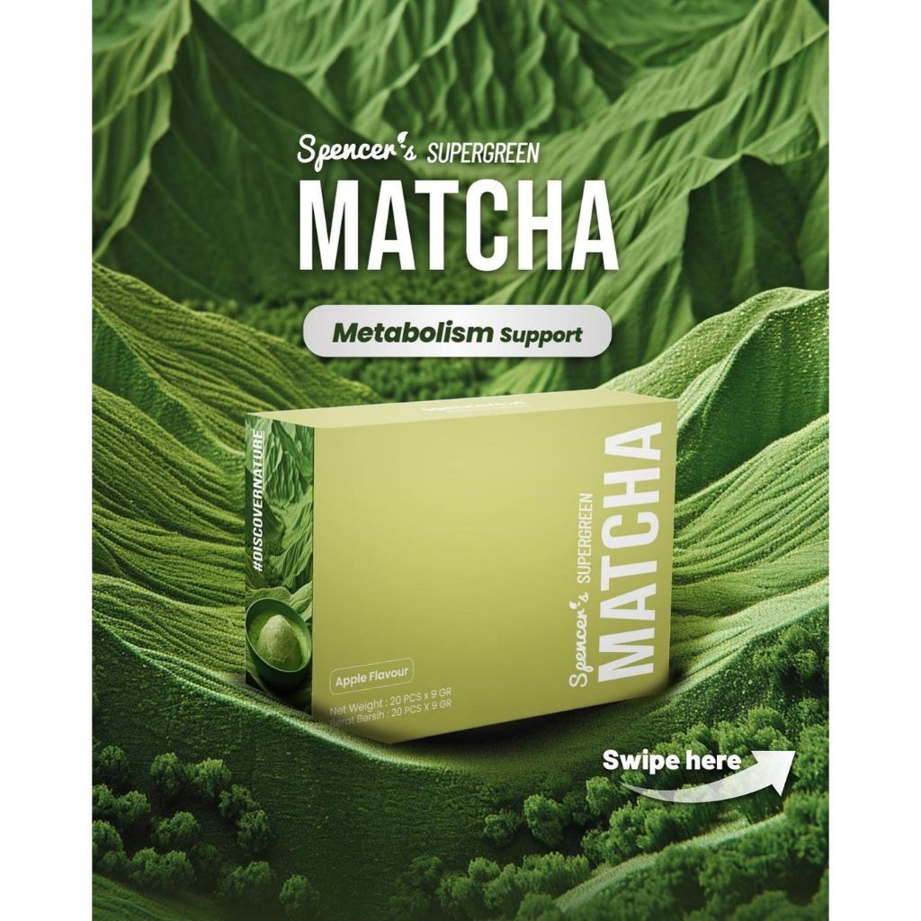 

Spencer's Supergreen Matcha Multigrain Apple Flavor 1 Box (20 Sachet x 9gr) Minuman Diet Sehat