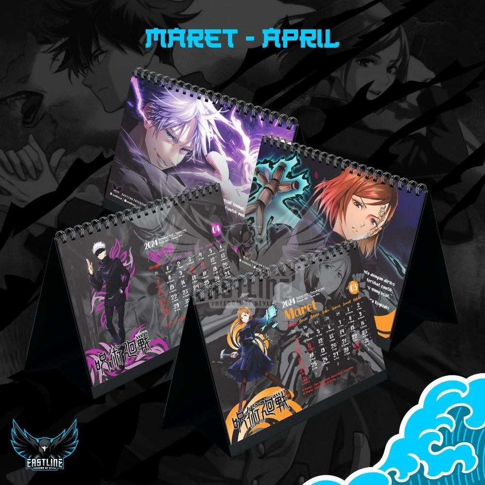 

UFO-2025 Kalender Meja Duduk Desk Calendar Anime Premium Jujutsu Kaisen 2024 Isi 12 Lembar AP260 Ukuran A5 Premium