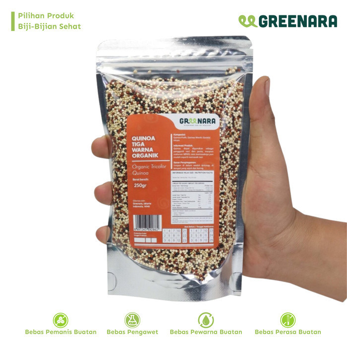 

Andan Quinoa Putih, Hitam Merah 250Gr / Organic Tri Color Quinoa