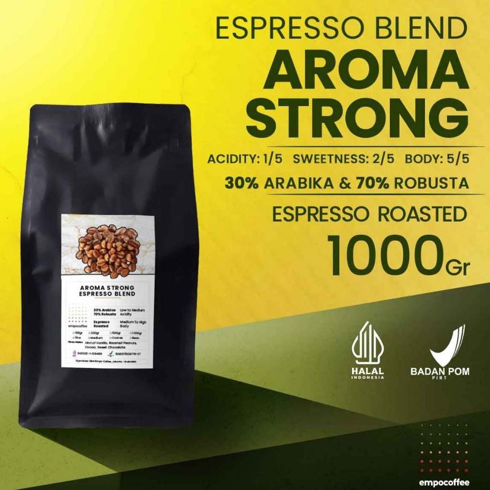 

Biji Kopi Bubuk Aroma Strong Espresso House Blend Coffee Bean Roasted Beans Coffe 1 Kg P19A