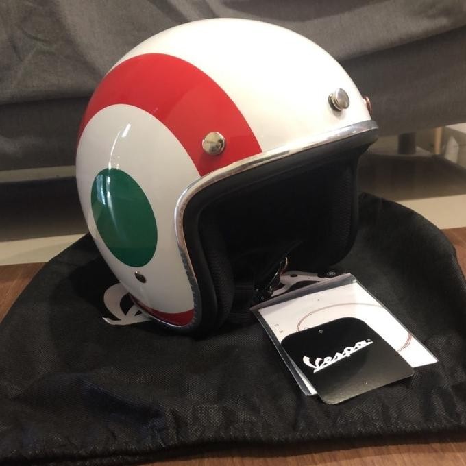 Helm Vespa Original Italy Nation Flag Chrome Tricolore Size L New