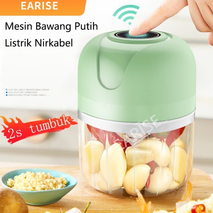 .........] EARISE Mini Listrik Perajang Bawang Putih USB Penggiling Daging